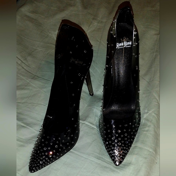 Rhinestone black jellie heels - Picture 1 of 4